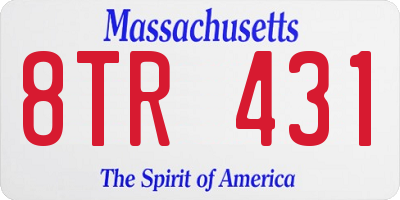 MA license plate 8TR431