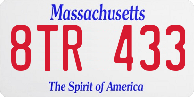 MA license plate 8TR433