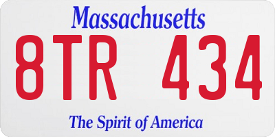 MA license plate 8TR434