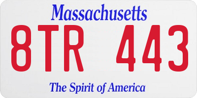 MA license plate 8TR443