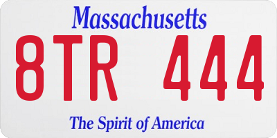 MA license plate 8TR444
