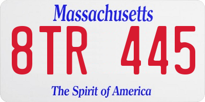 MA license plate 8TR445
