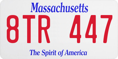 MA license plate 8TR447