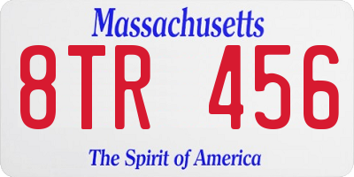MA license plate 8TR456