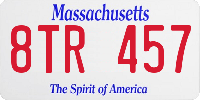 MA license plate 8TR457