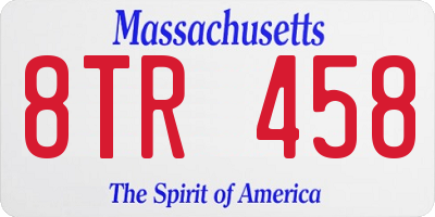 MA license plate 8TR458