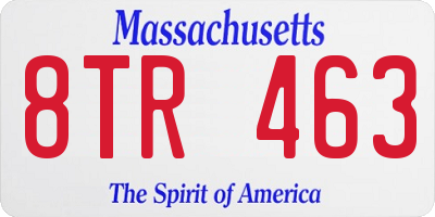MA license plate 8TR463