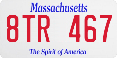 MA license plate 8TR467