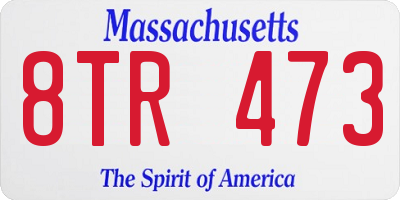 MA license plate 8TR473