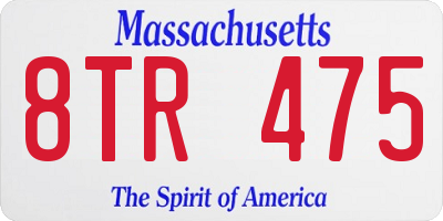 MA license plate 8TR475
