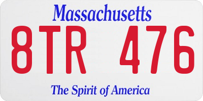 MA license plate 8TR476