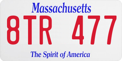 MA license plate 8TR477