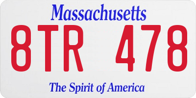 MA license plate 8TR478