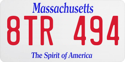 MA license plate 8TR494
