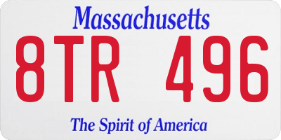 MA license plate 8TR496