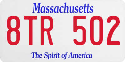 MA license plate 8TR502
