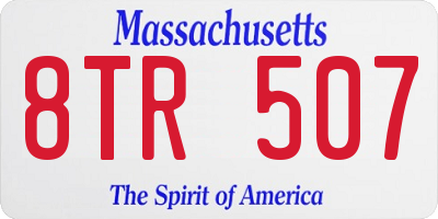 MA license plate 8TR507