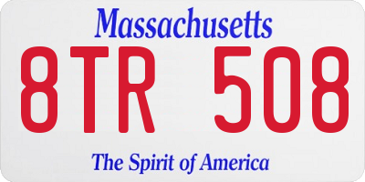 MA license plate 8TR508