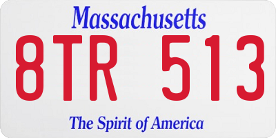 MA license plate 8TR513