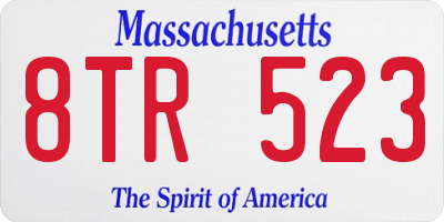 MA license plate 8TR523