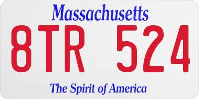 MA license plate 8TR524