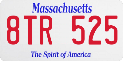 MA license plate 8TR525