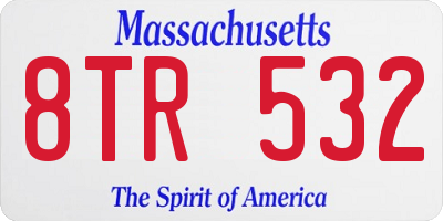 MA license plate 8TR532