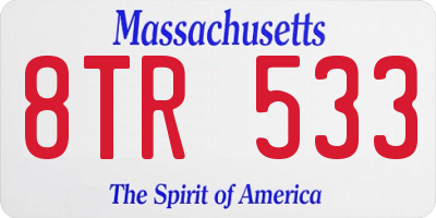 MA license plate 8TR533