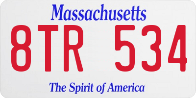 MA license plate 8TR534