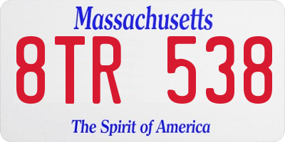 MA license plate 8TR538