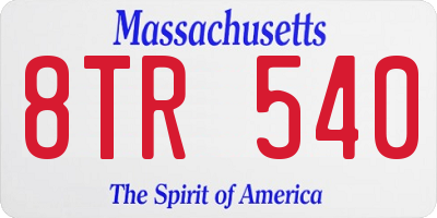 MA license plate 8TR540