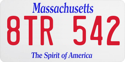 MA license plate 8TR542