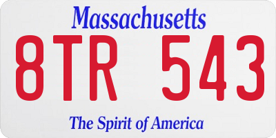 MA license plate 8TR543