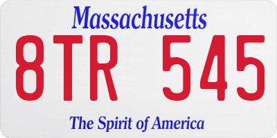 MA license plate 8TR545