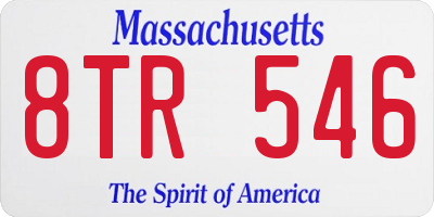 MA license plate 8TR546