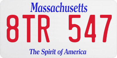MA license plate 8TR547