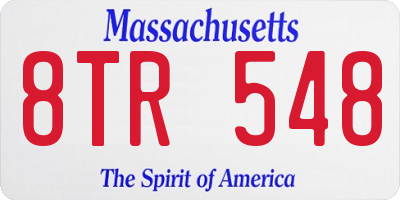 MA license plate 8TR548