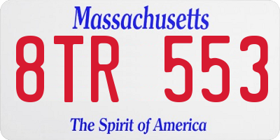 MA license plate 8TR553