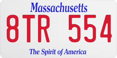 MA license plate 8TR554
