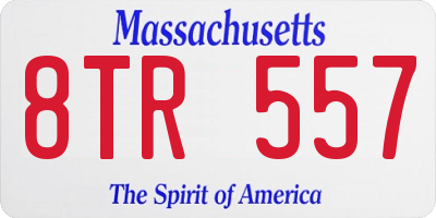 MA license plate 8TR557