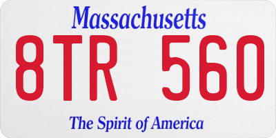 MA license plate 8TR560