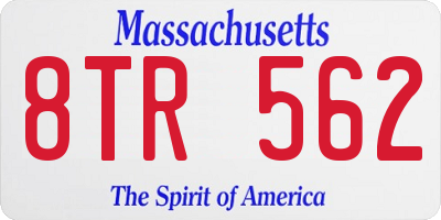MA license plate 8TR562