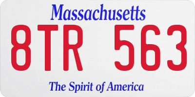 MA license plate 8TR563