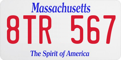 MA license plate 8TR567