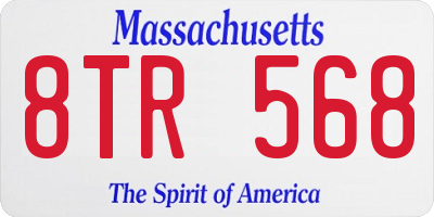 MA license plate 8TR568