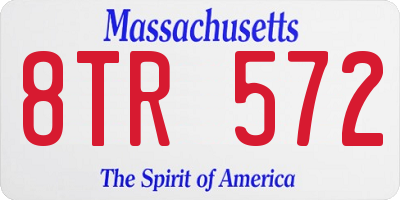 MA license plate 8TR572