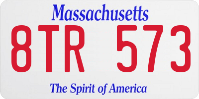 MA license plate 8TR573