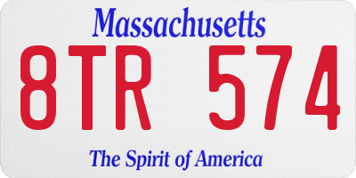 MA license plate 8TR574