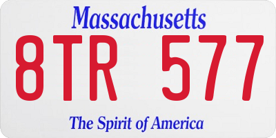 MA license plate 8TR577