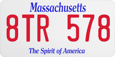 MA license plate 8TR578